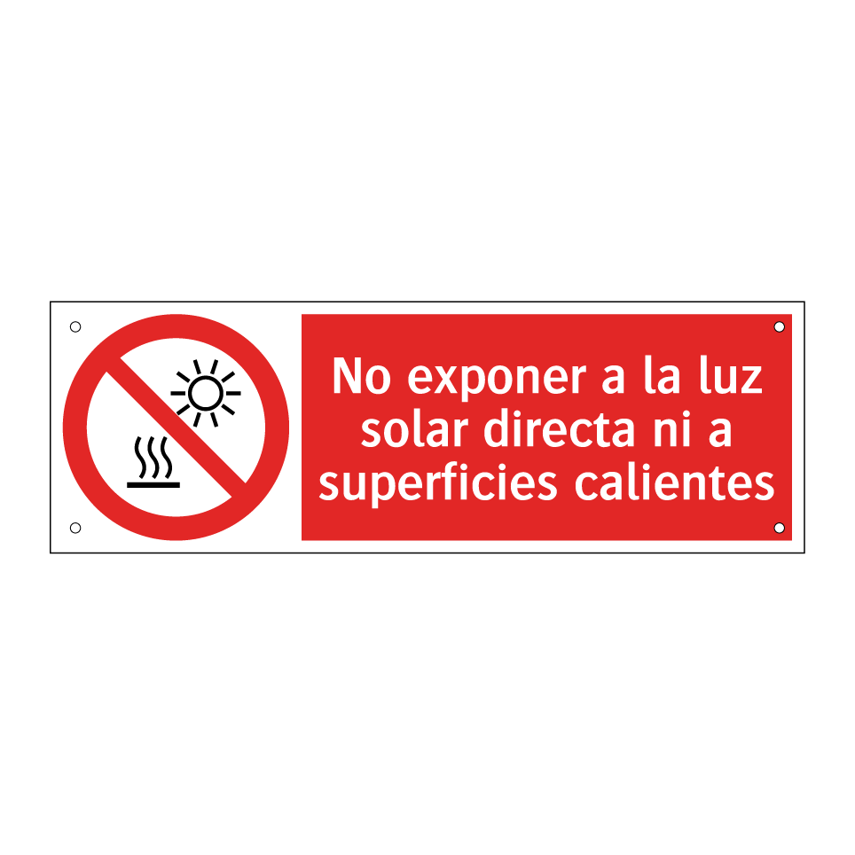 No exponer a la luz solar directa ni a superficies calientes