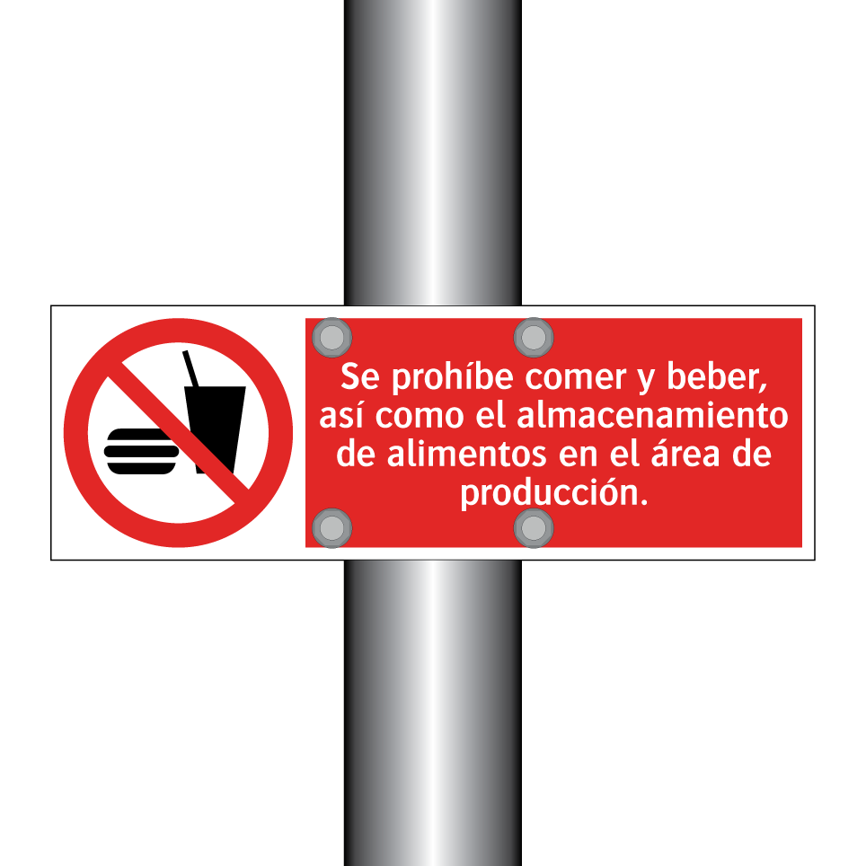 Se prohíbe comer y beber, así como el almacenamiento de alimentos en el área de producción.