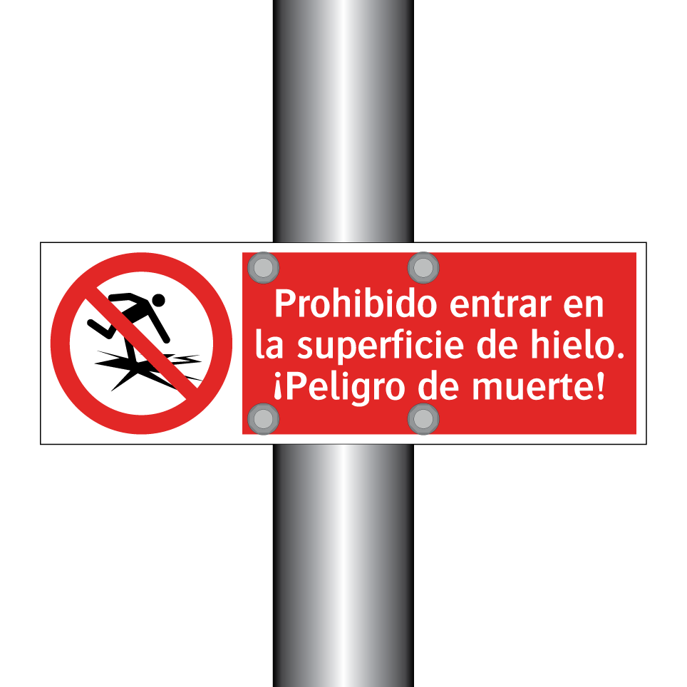 Prohibido entrar en la superficie de hielo. ¡Peligro de muerte!