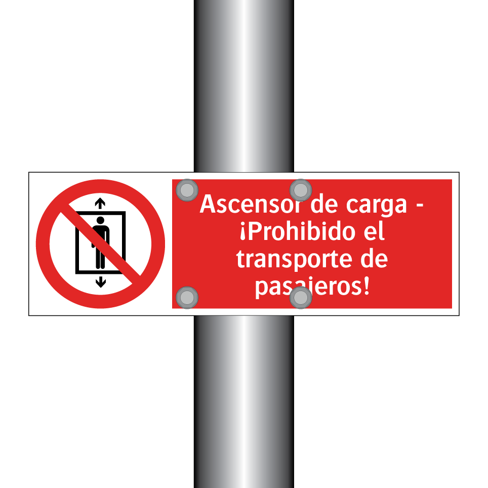 Ascensor de carga - ¡Prohibido el transporte de pasajeros!