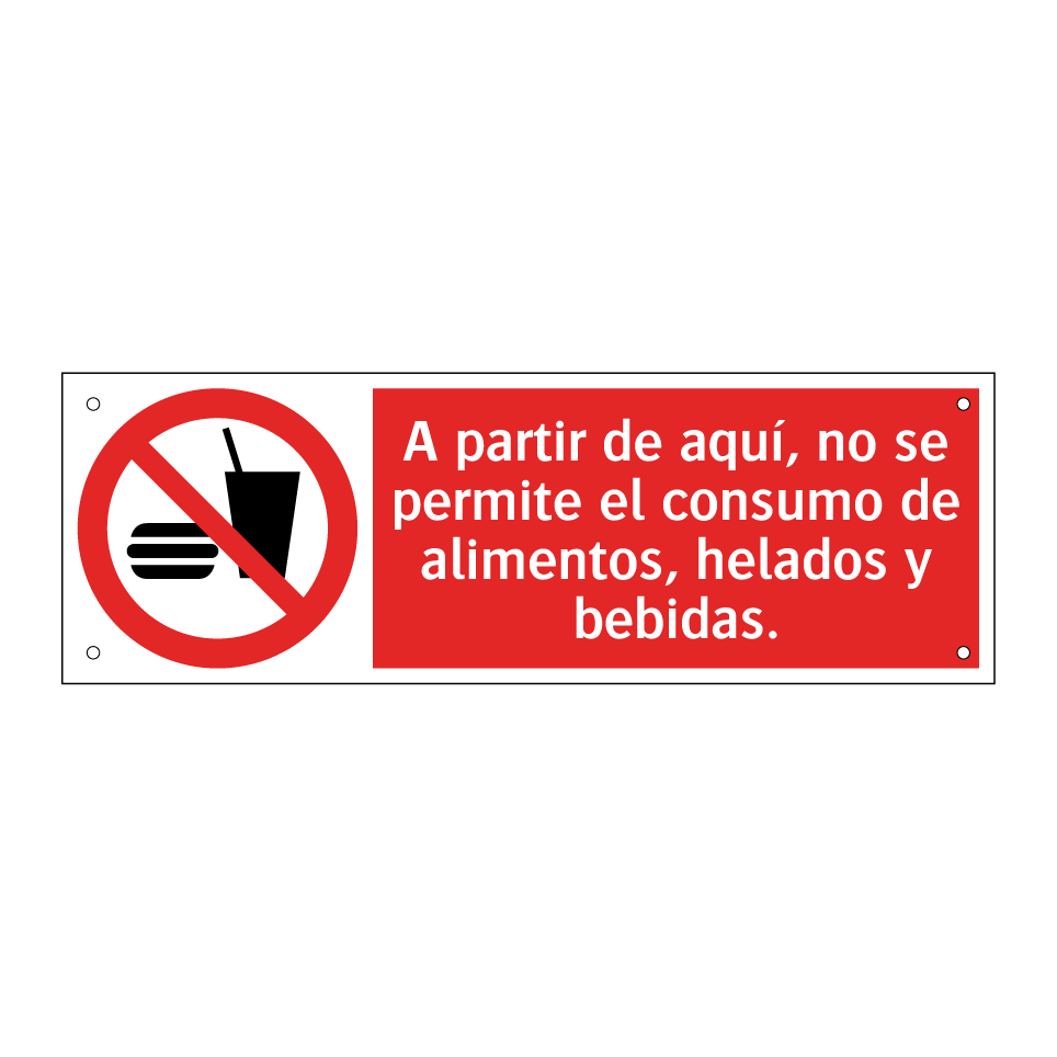 A partir de aquí, no se permite el consumo de alimentos, helados y bebidas.