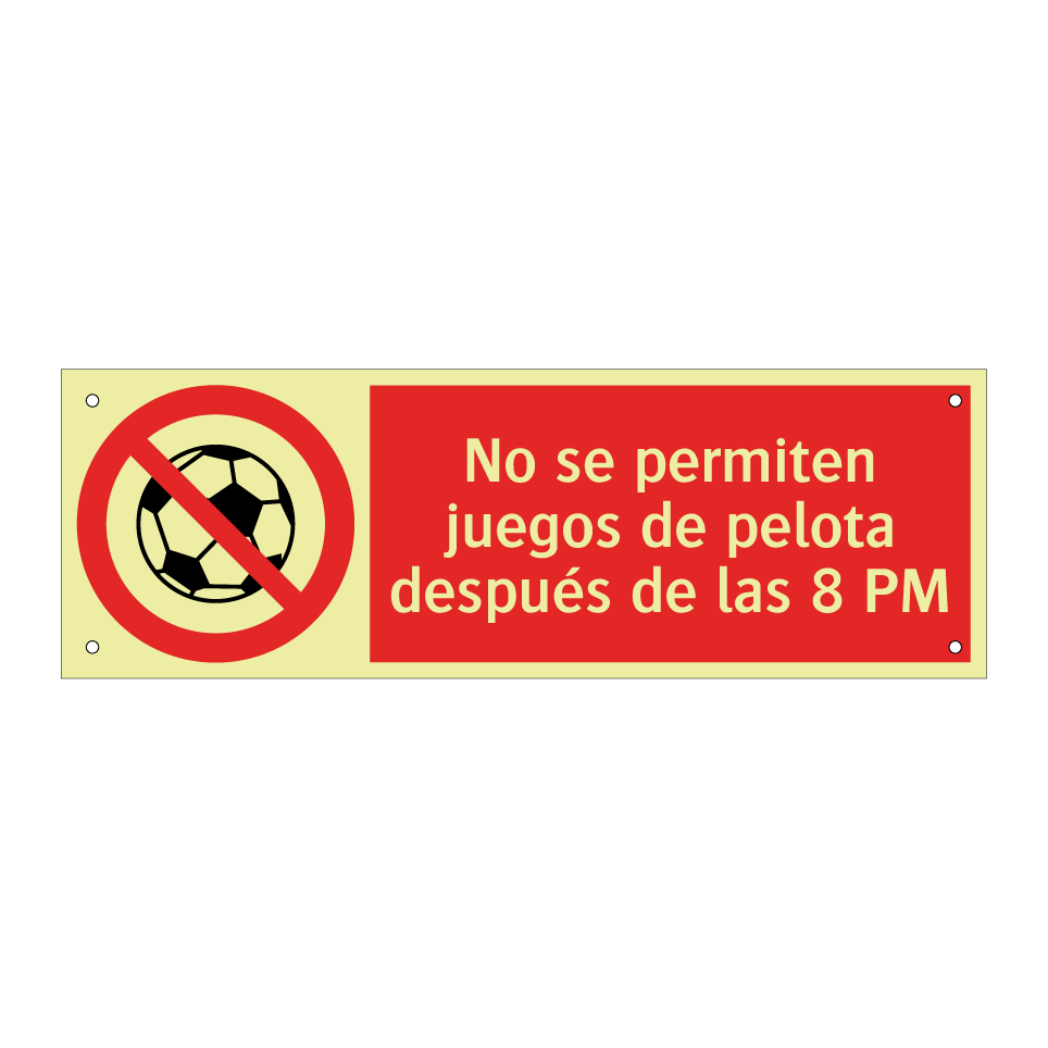 No se permiten juegos de pelota después de las 8 PM