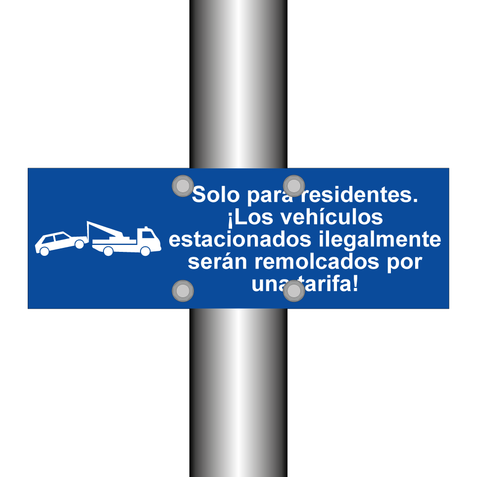 Solo para residentes. ¡Los vehículos estacionados ilegalmente serán remolcados por una tarifa!
