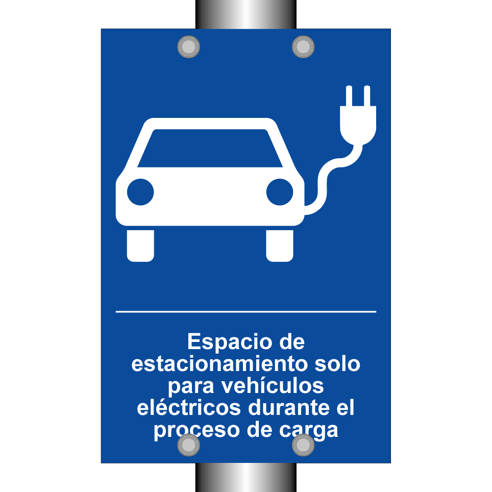Espacio de estacionamiento solo para vehículos eléctricos durante el proceso de carga