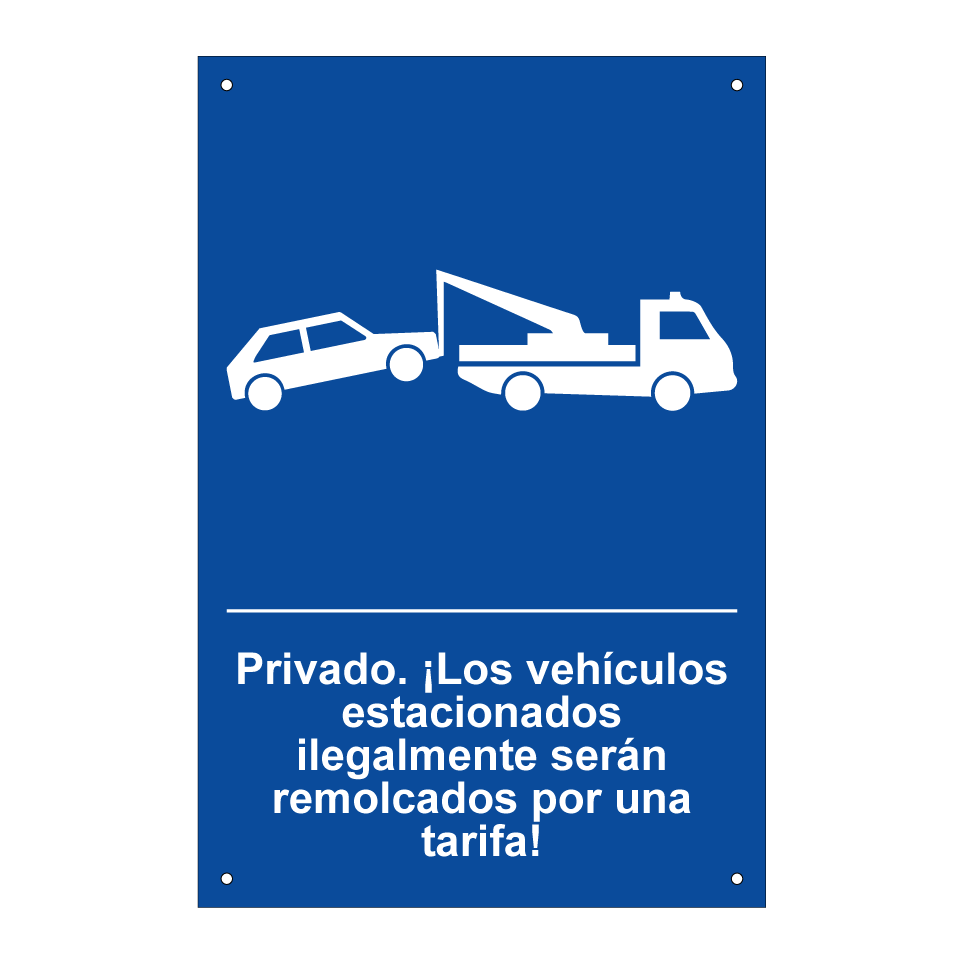 Privado. ¡Los vehículos estacionados ilegalmente serán remolcados por una tarifa!