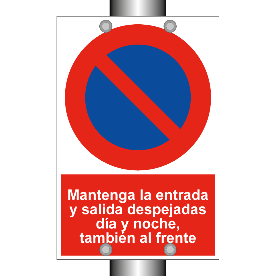Mantenga la entrada y salida despejadas día y noche, también al frente