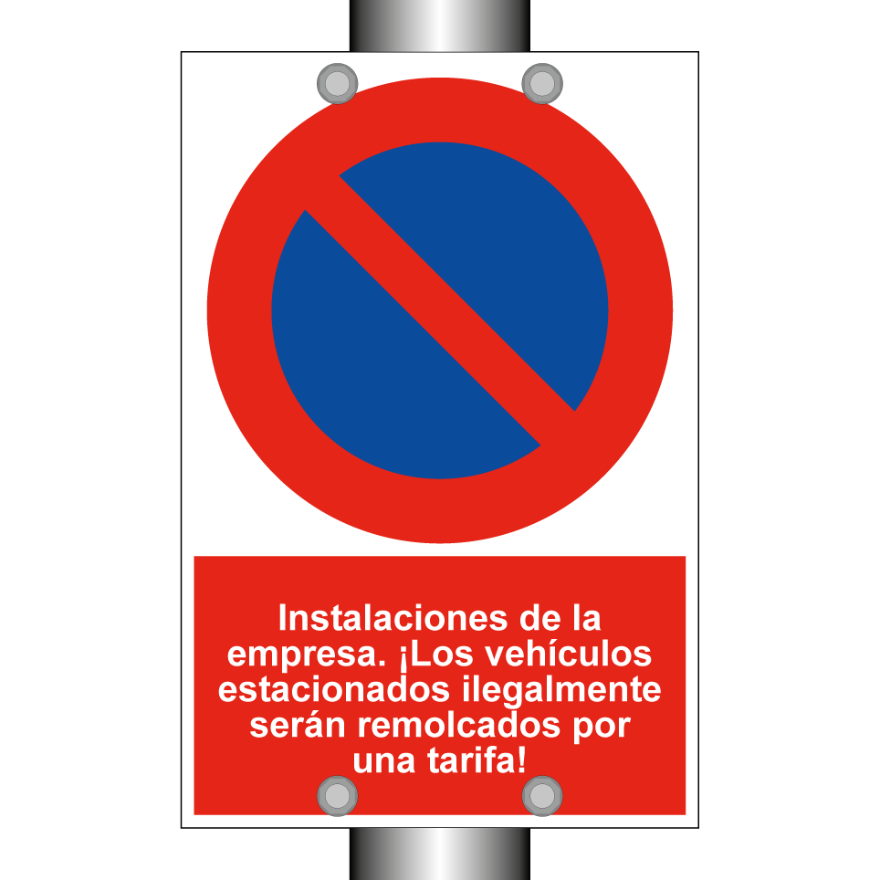 Instalaciones de la empresa. ¡Los vehículos estacionados ilegalmente serán remolcados por una tarifa!
