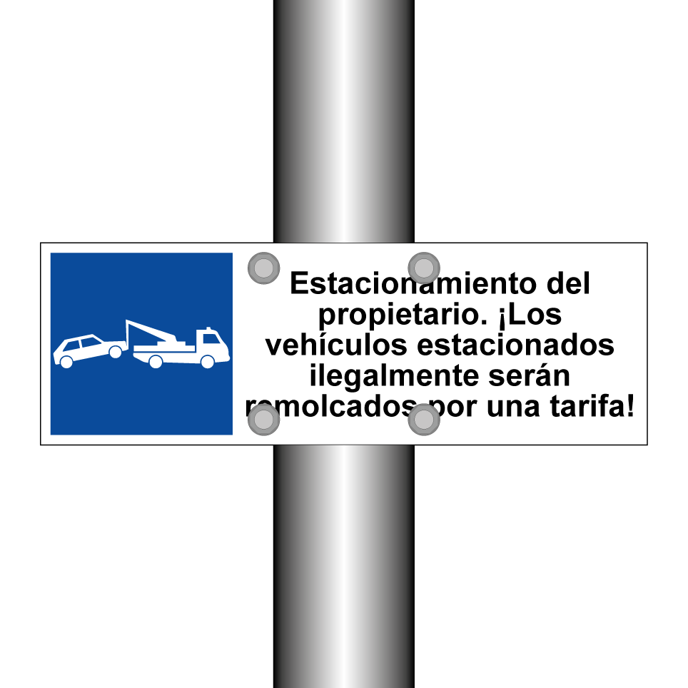 Estacionamiento del propietario. ¡Los vehículos estacionados ilegalmente serán remolcados por una tarifa!