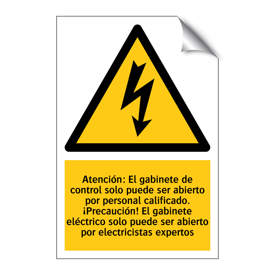 Atención: El gabinete de control solo puede ser abierto por personal calificado. ¡Precaución! El gabinete eléctrico solo puede ser abierto por electricistas expertos