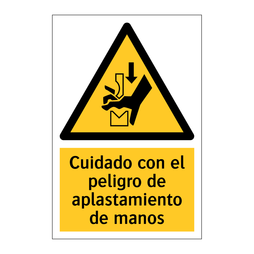 Cuidado con el peligro de aplastamiento de manos