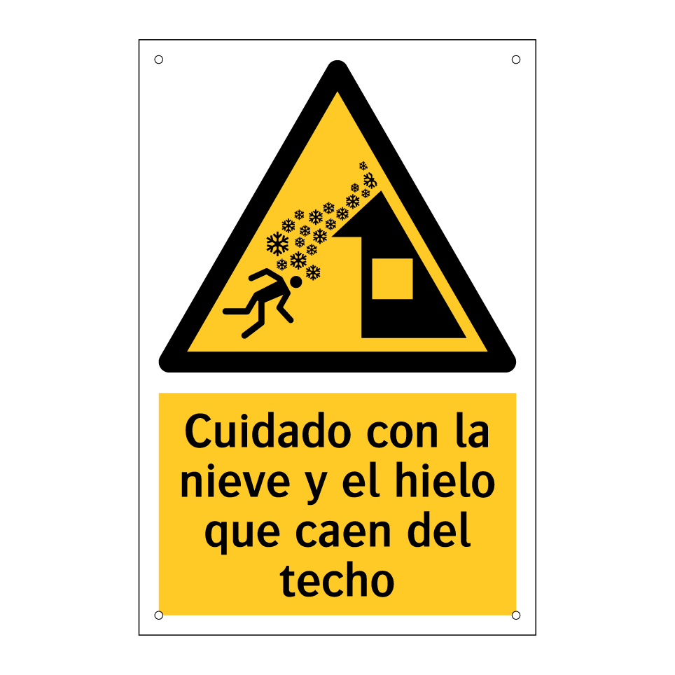 Cuidado con la nieve y el hielo que caen del techo