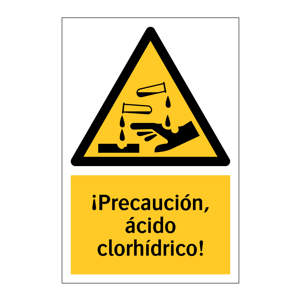 ¡Precaución, ácido clorhídrico!