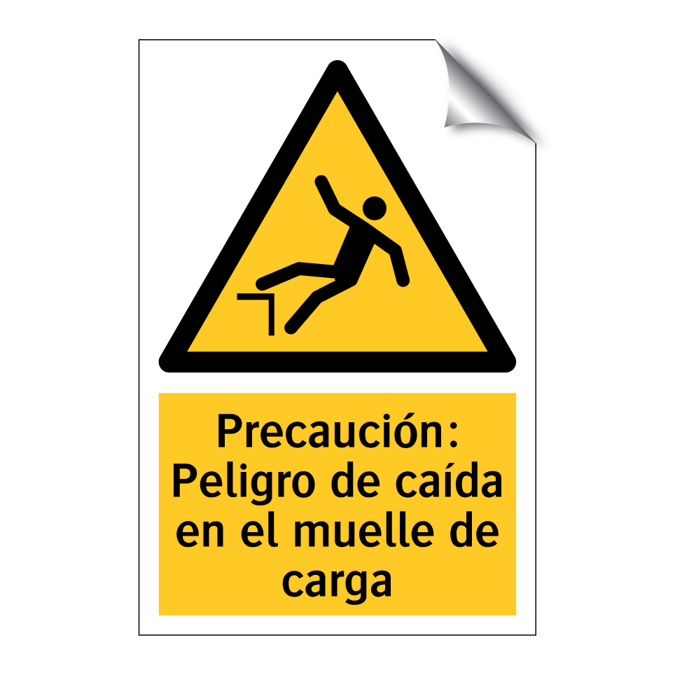Precaución: Peligro de caída en el muelle de carga