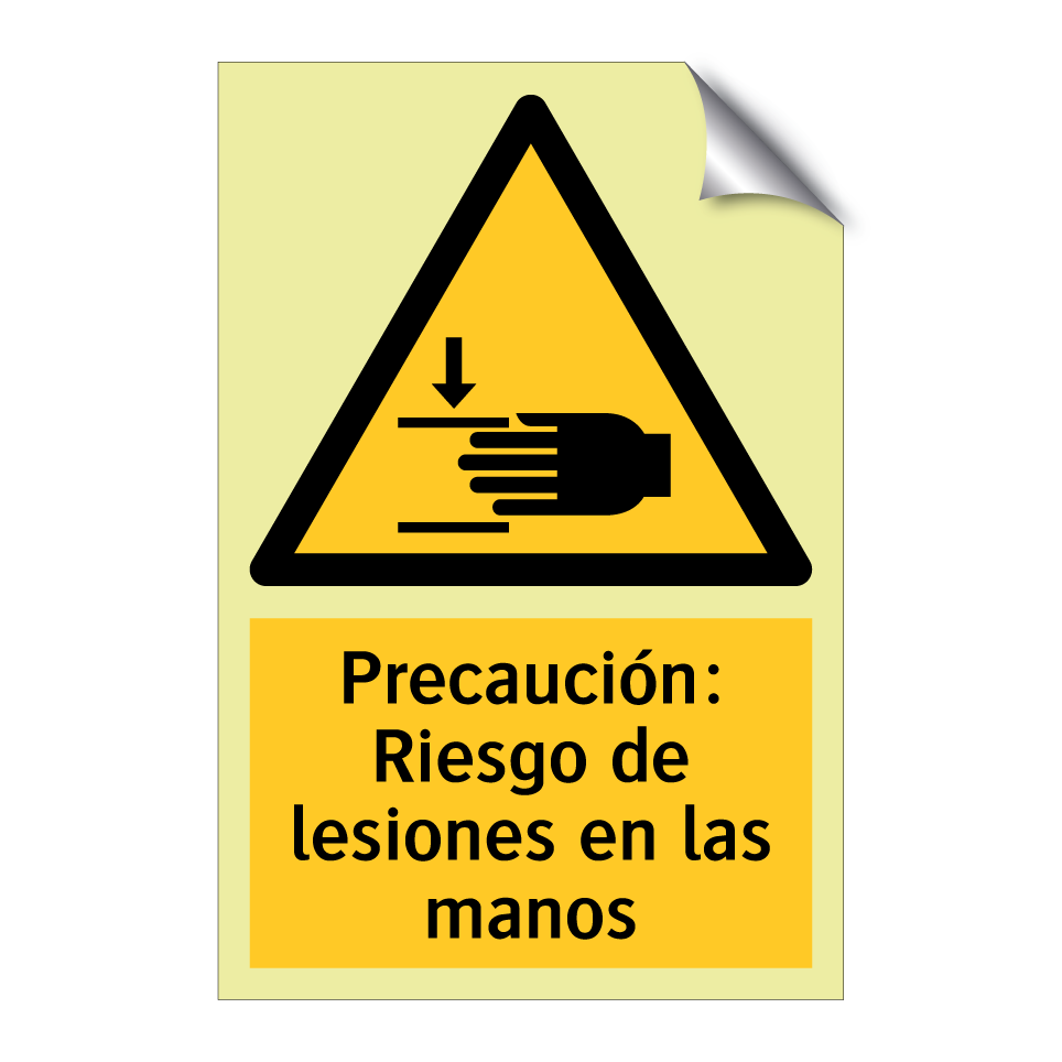 Precaución: Riesgo de lesiones en las manos