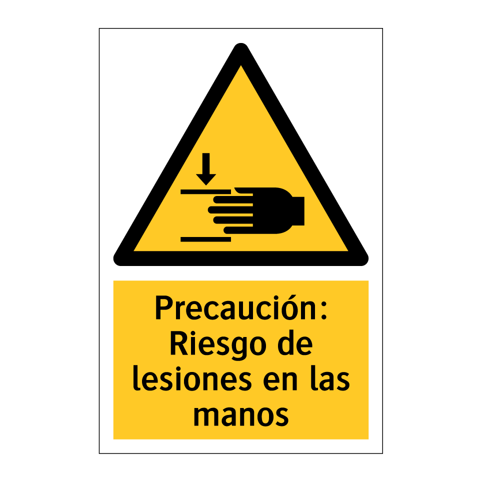 Precaución: Riesgo de lesiones en las manos