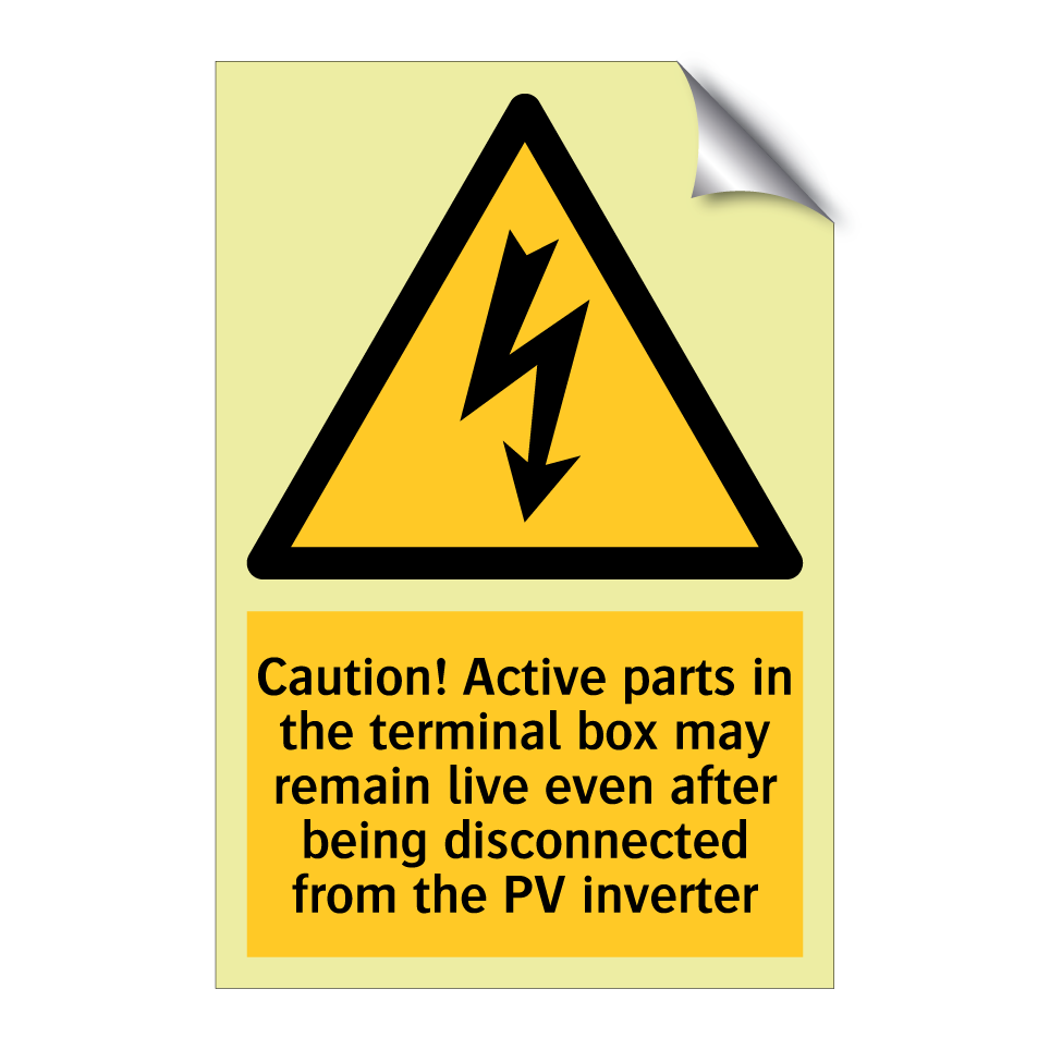 Caution! Active parts in the terminal box may remain live even after being disconnected from the PV inverter