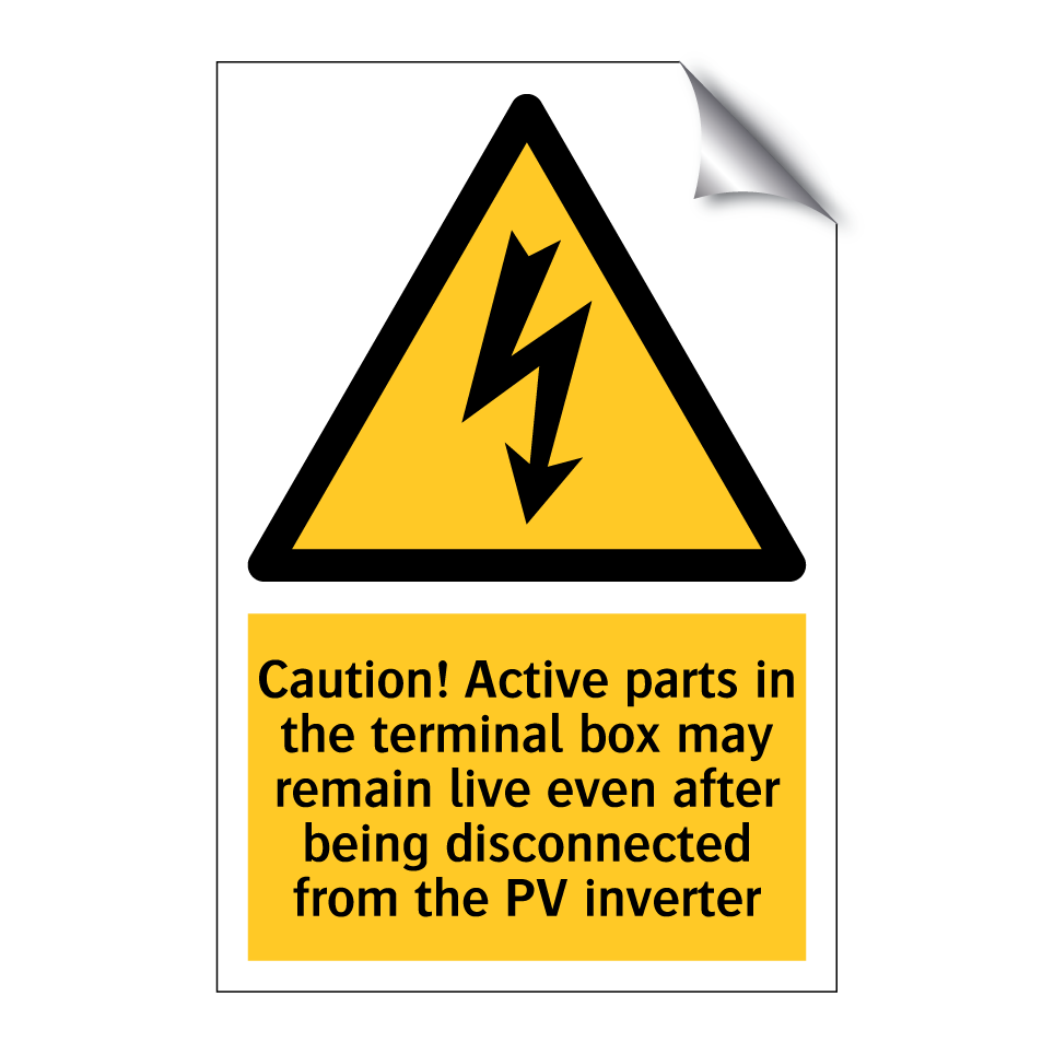 Caution! Active parts in the terminal box may remain live even after being disconnected from the PV inverter