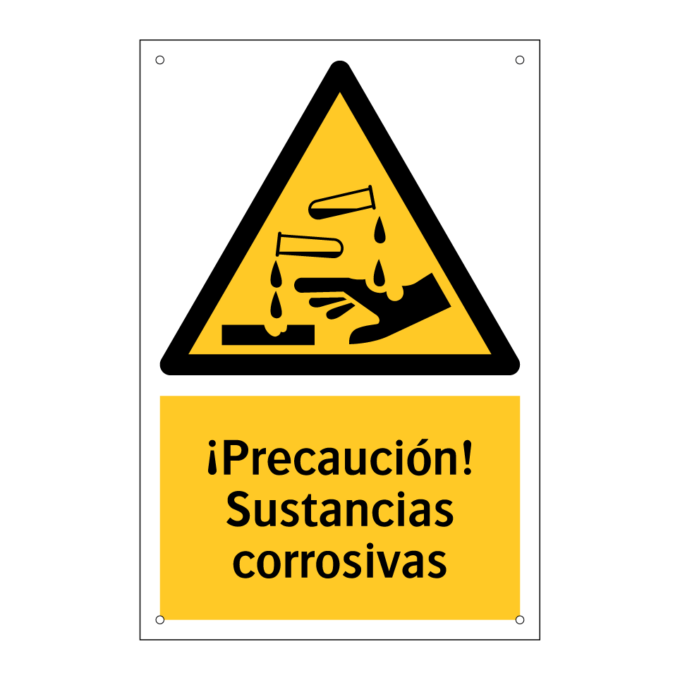 ¡Precaución! Sustancias corrosivas