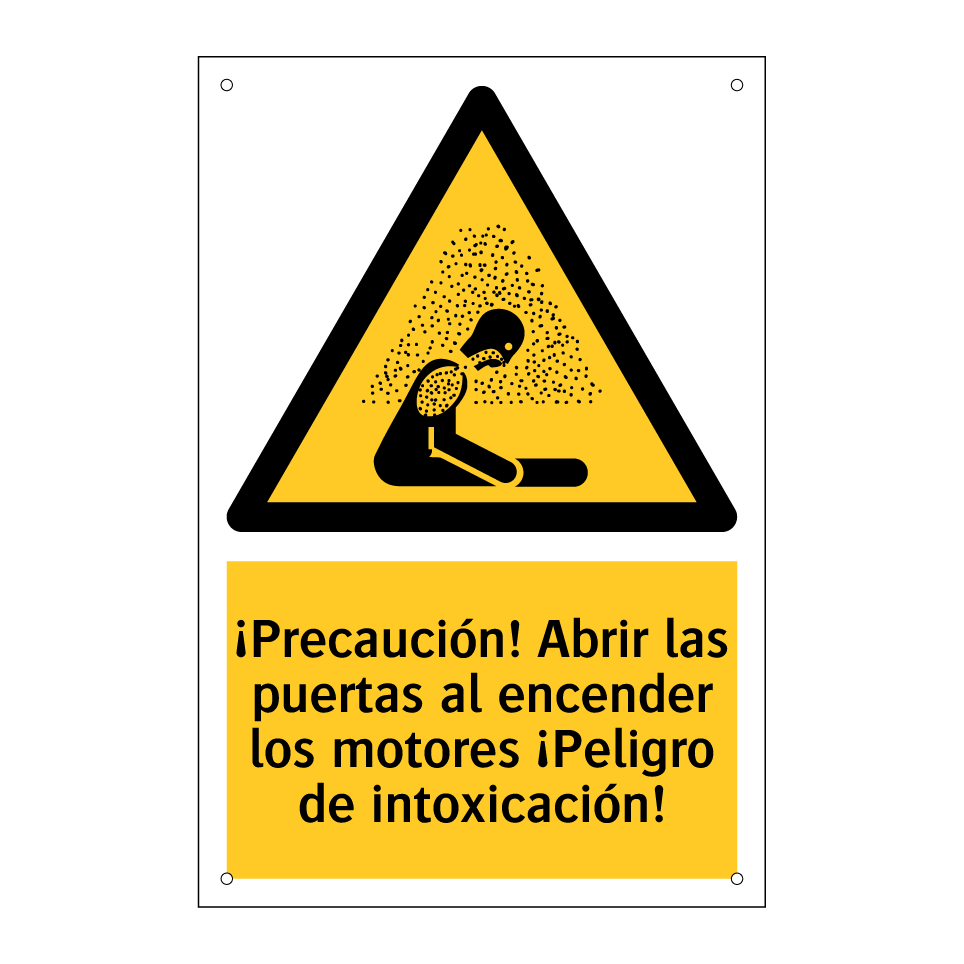 ¡Precaución! Abrir las puertas al encender los motores ¡Peligro de intoxicación!