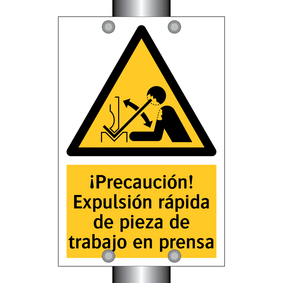 ¡Precaución! Expulsión rápida de pieza de trabajo en prensa
