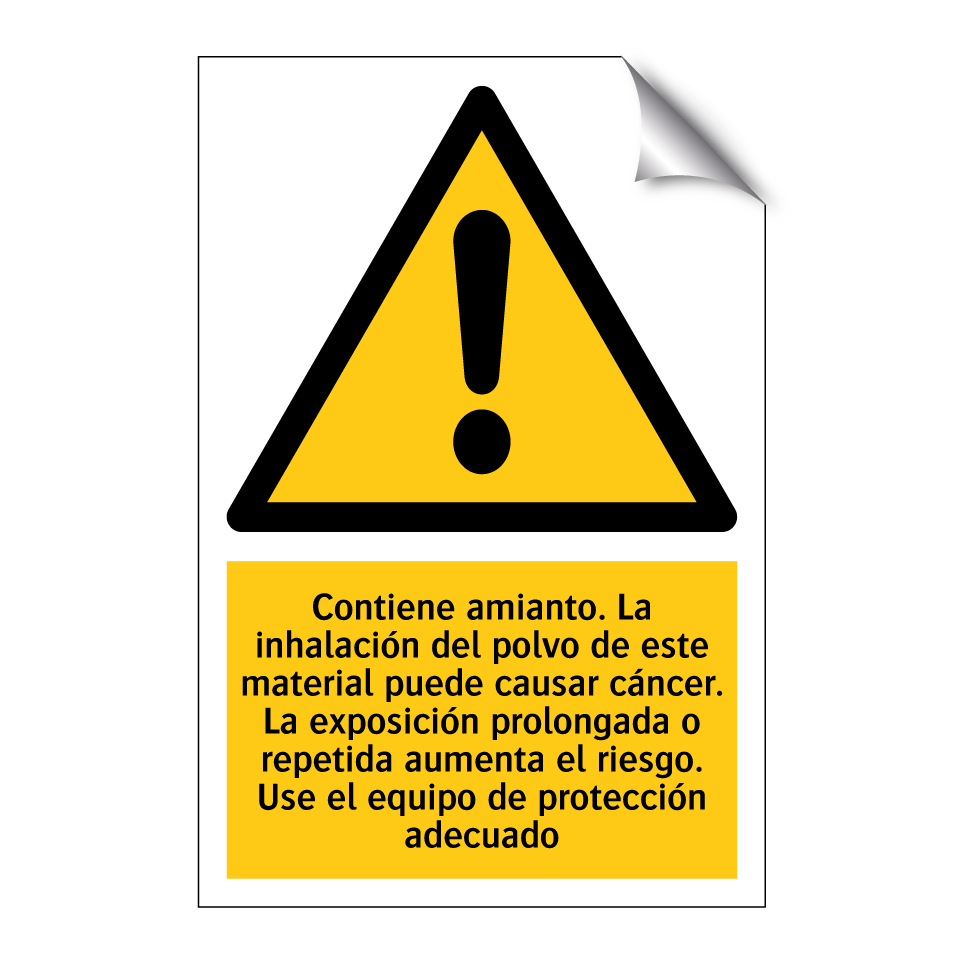 Contiene amianto. La inhalación del polvo de este material puede causar cáncer. La exposición prolongada o repetida aumenta el riesgo. Use el equipo de protección adecuado