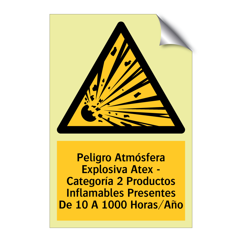 Peligro Atmósfera Explosiva Atex - Categoría 2 Productos Inflamables Presentes De 10 A 1000 Horas/Año
