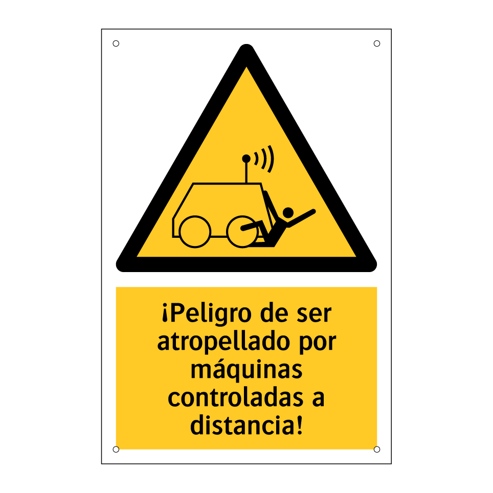 ¡Peligro de ser atropellado por máquinas controladas a distancia!