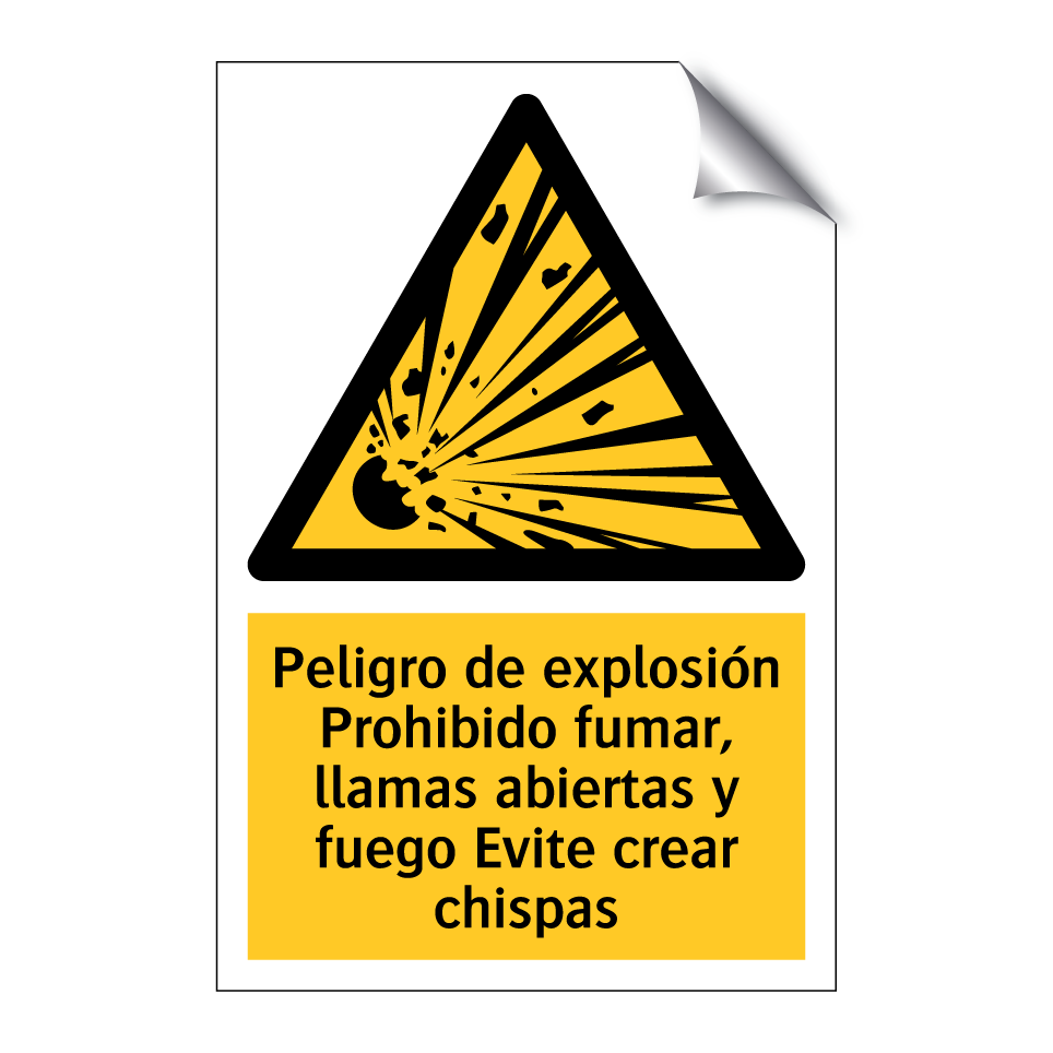 Peligro de explosión Prohibido fumar, llamas abiertas y fuego Evite crear chispas