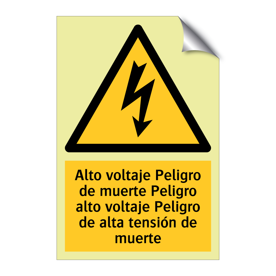 Alto voltaje Peligro de muerte Peligro alto voltaje Peligro de alta tensión de muerte