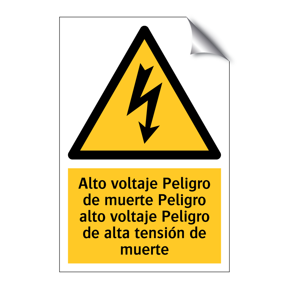 Alto voltaje Peligro de muerte Peligro alto voltaje Peligro de alta tensión de muerte