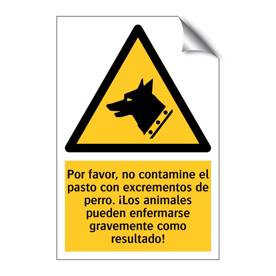 Por favor, no contamine el pasto con excrementos de perro. ¡Los animales pueden enfermarse gravemente como resultado!