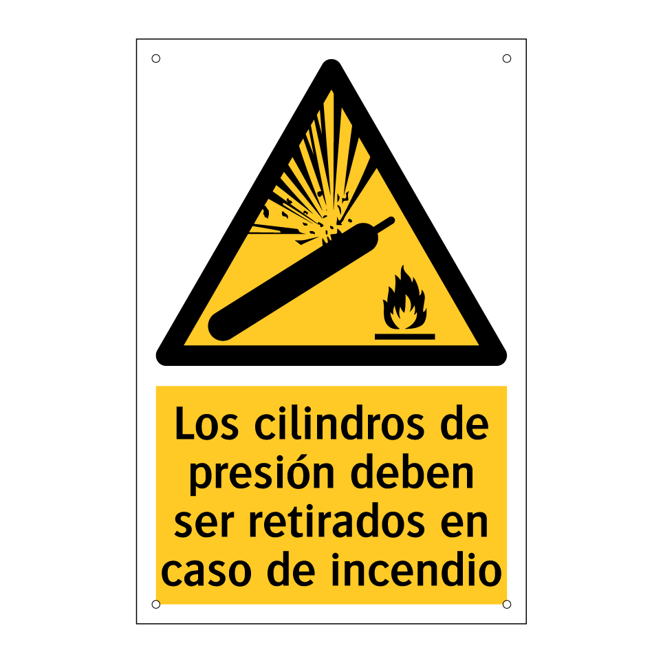 Los cilindros de presión deben ser retirados en caso de incendio
