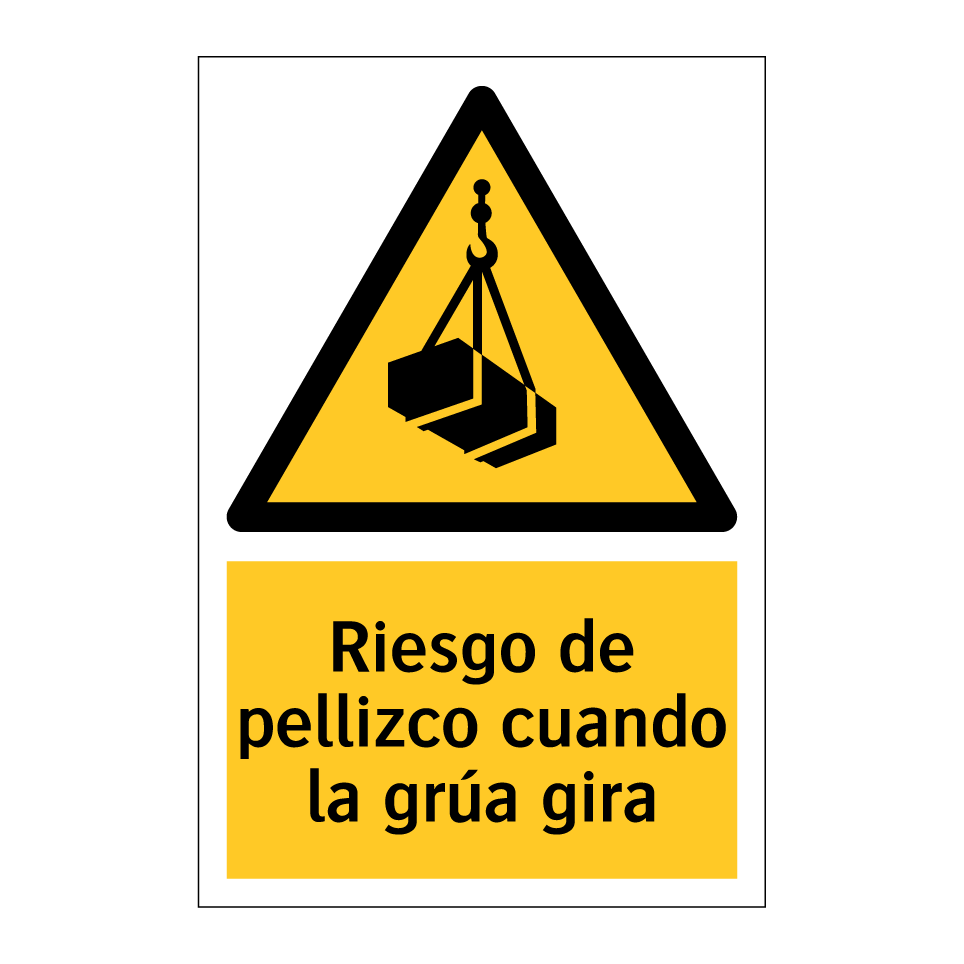 Riesgo de pellizco cuando la grúa gira