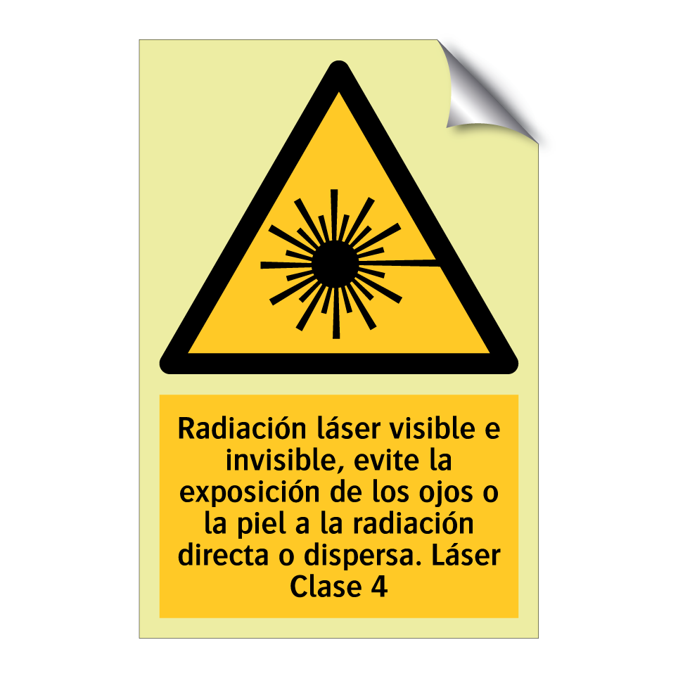 Radiación láser visible e invisible, evite la exposición de los ojos o la piel a la radiación directa o dispersa. Láser Clase 4