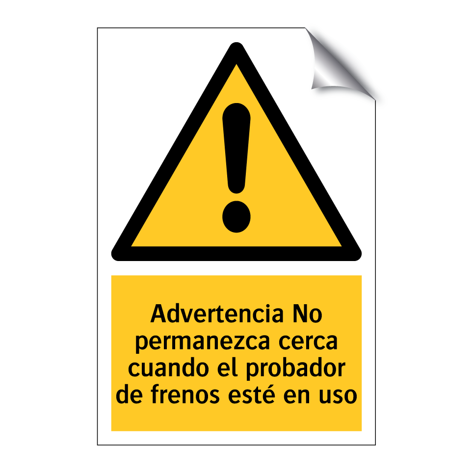 Advertencia No permanezca cerca cuando el probador de frenos esté en uso