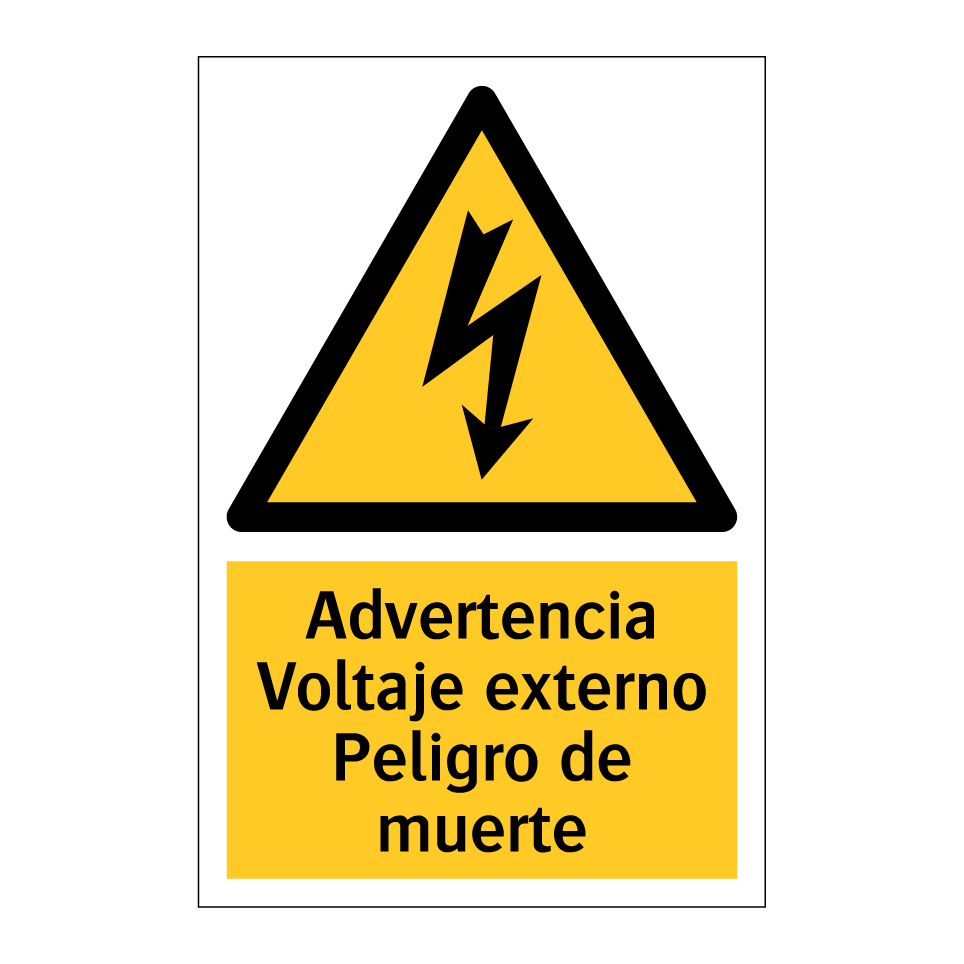 Advertencia Voltaje externo Peligro de muerte