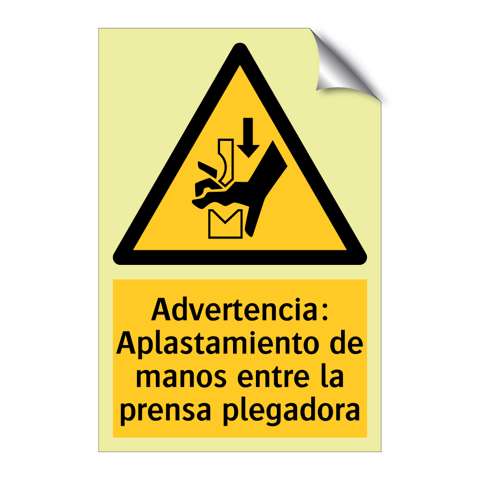 Advertencia: Aplastamiento de manos entre la prensa plegadora