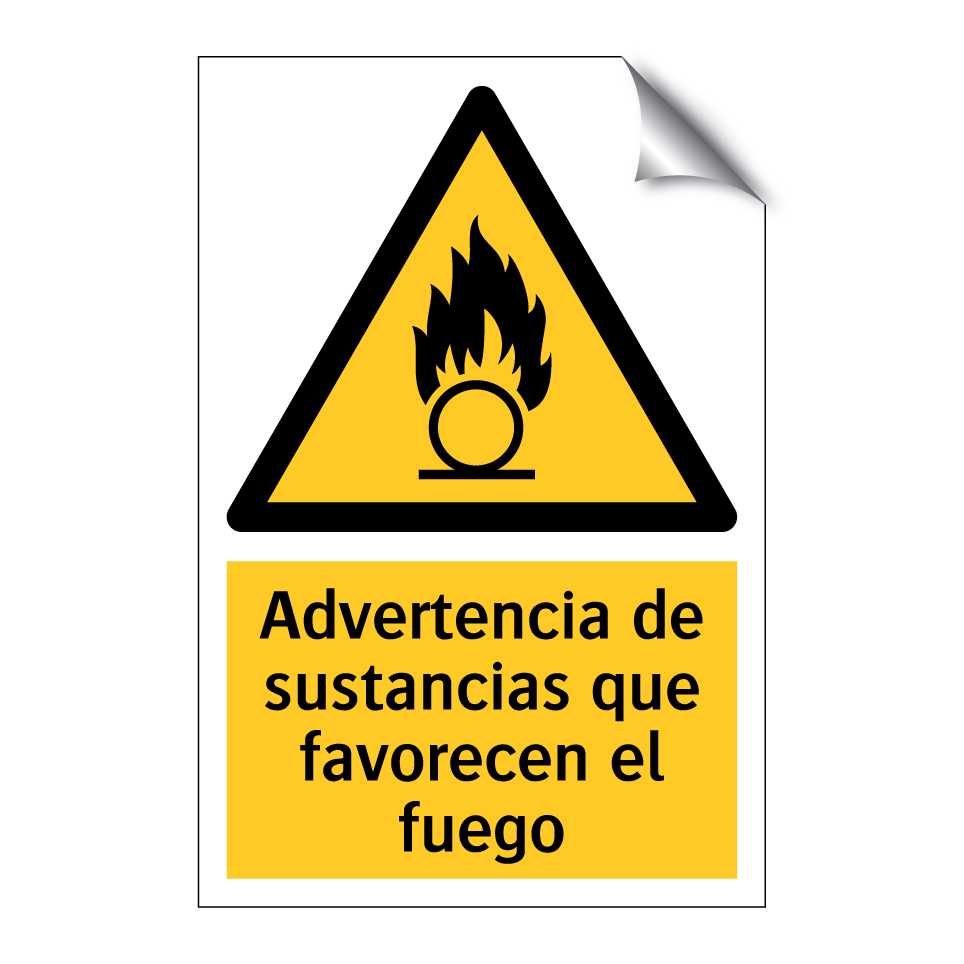 Advertencia de sustancias que favorecen el fuego