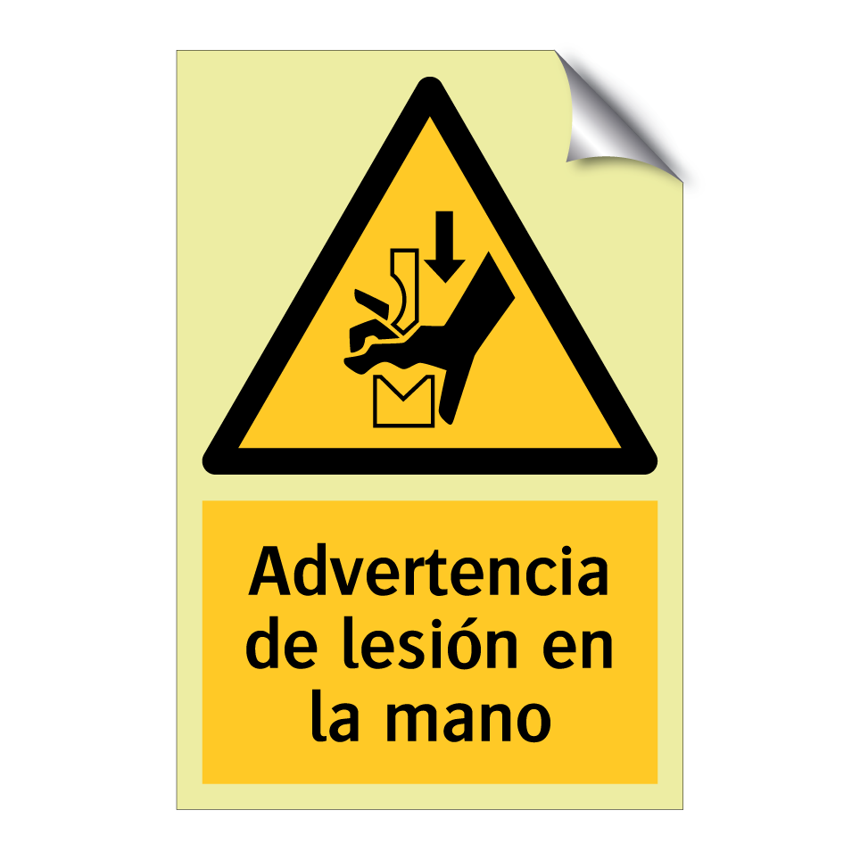 Advertencia de lesión en la mano