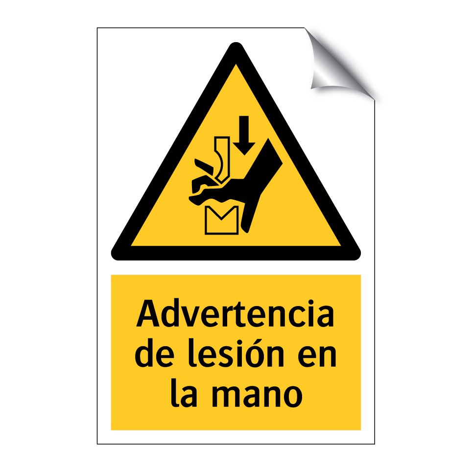 Advertencia de lesión en la mano