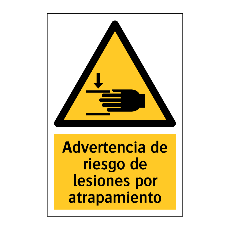 Advertencia de riesgo de lesiones por atrapamiento