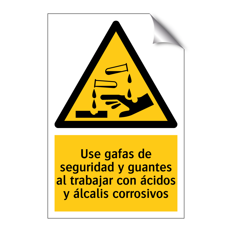 Use gafas de seguridad y guantes al trabajar con ácidos y álcalis corrosivos