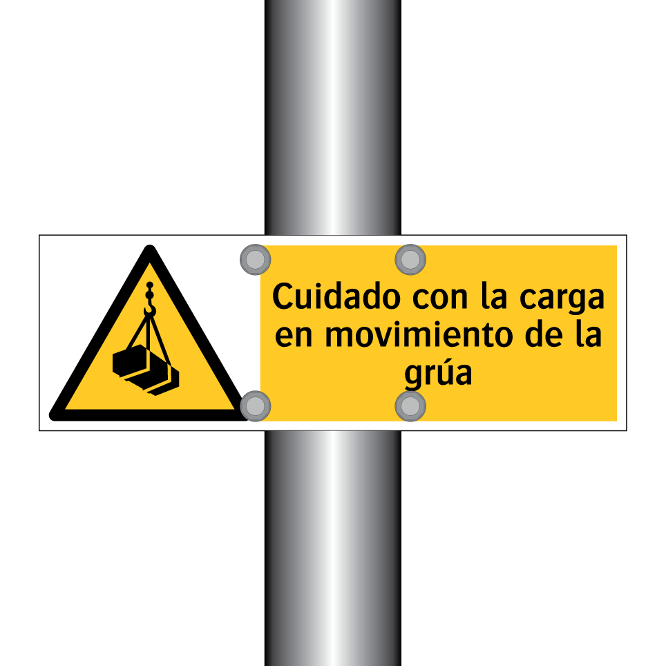 Cuidado con la carga en movimiento de la grúa