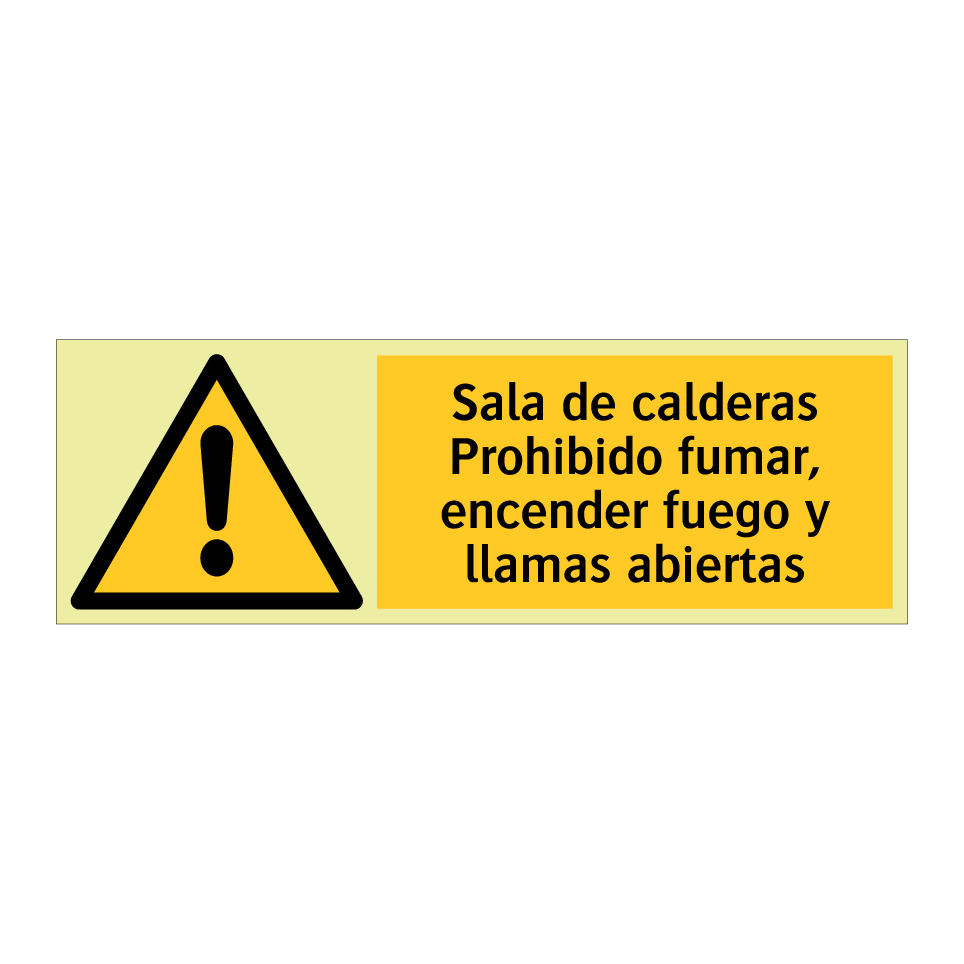 Sala de calderas Prohibido fumar, encender fuego y llamas abiertas