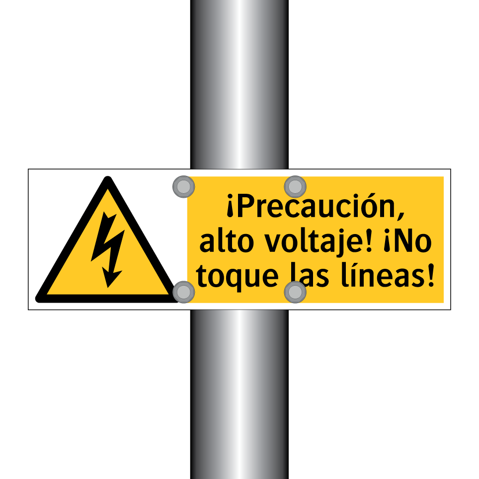 ¡Precaución, alto voltaje! ¡No toque las líneas!