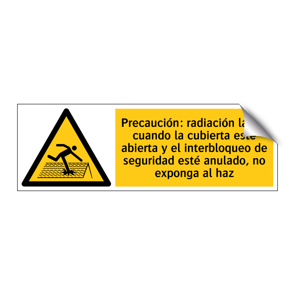 Precaución: radiación láser; cuando la cubierta esté abierta y el interbloqueo de seguridad esté anulado, no exponga al haz
