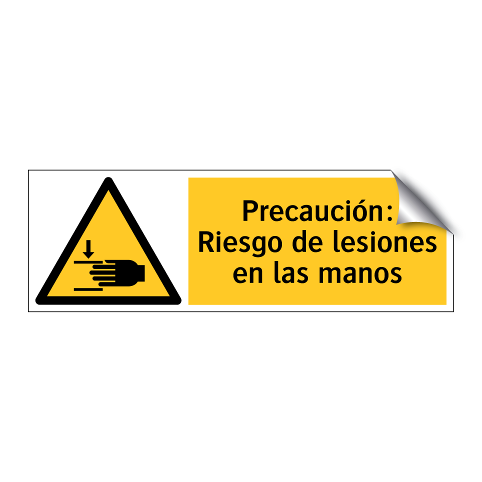 Precaución: Riesgo de lesiones en las manos