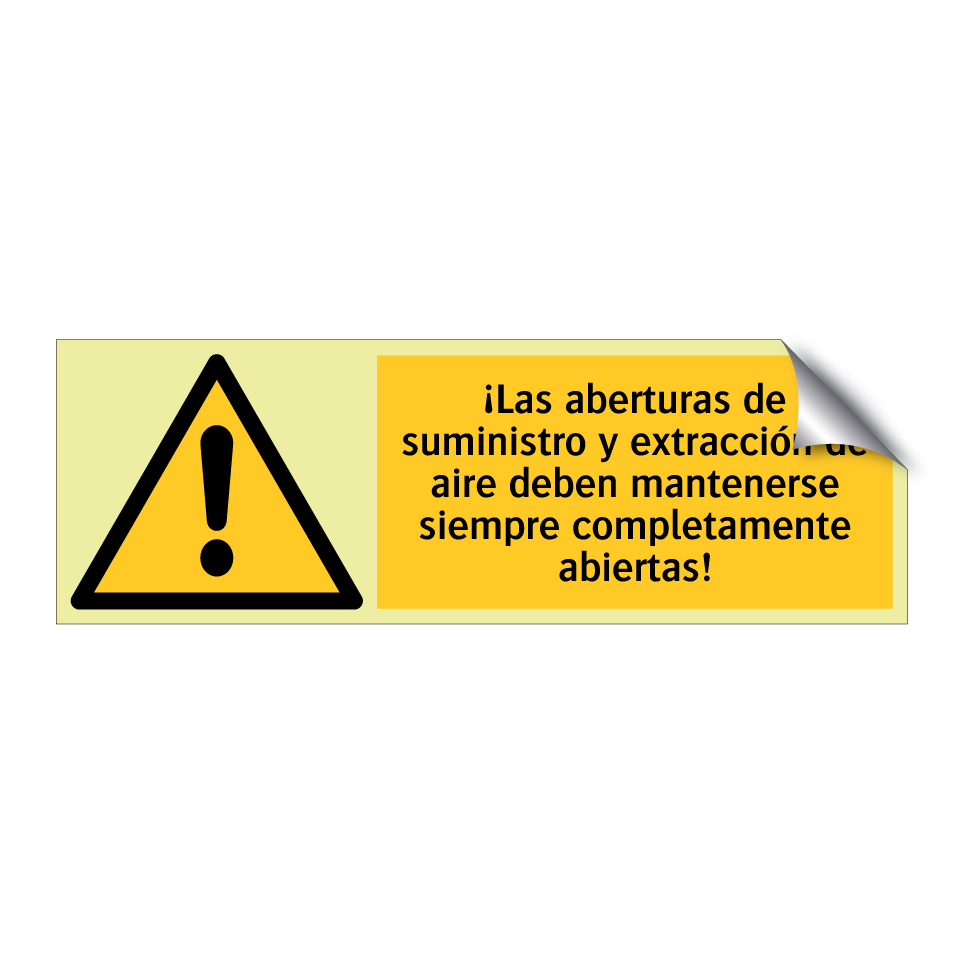 ¡Las aberturas de suministro y extracción de aire deben mantenerse siempre completamente abiertas!