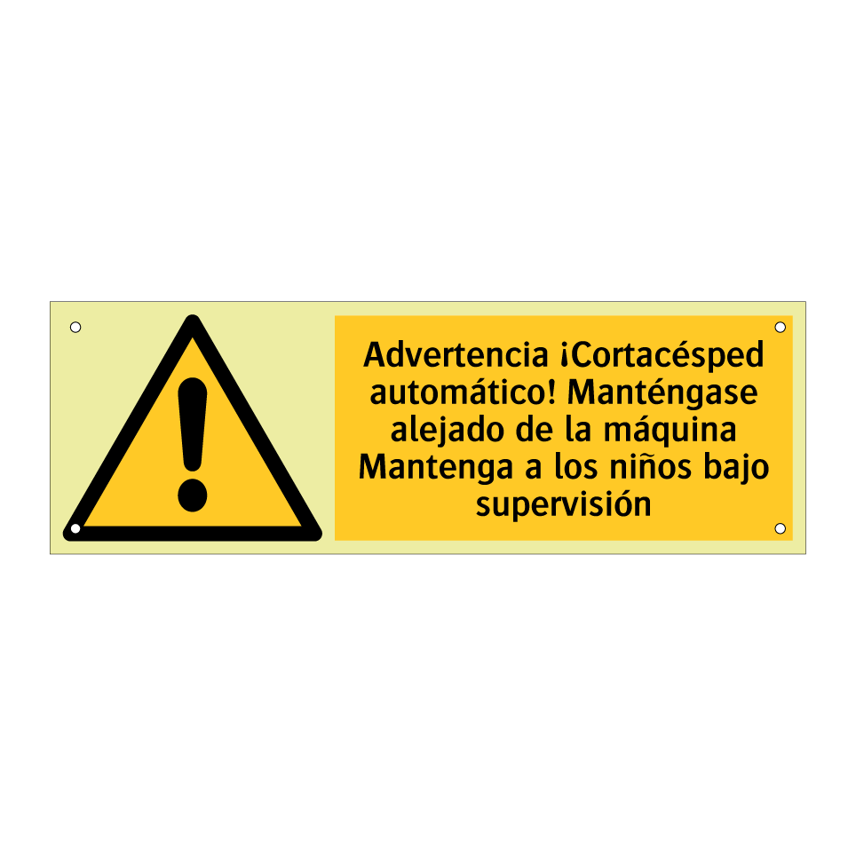 Advertencia ¡Cortacésped automático! Manténgase alejado de la máquina Mantenga a los niños bajo supervisión