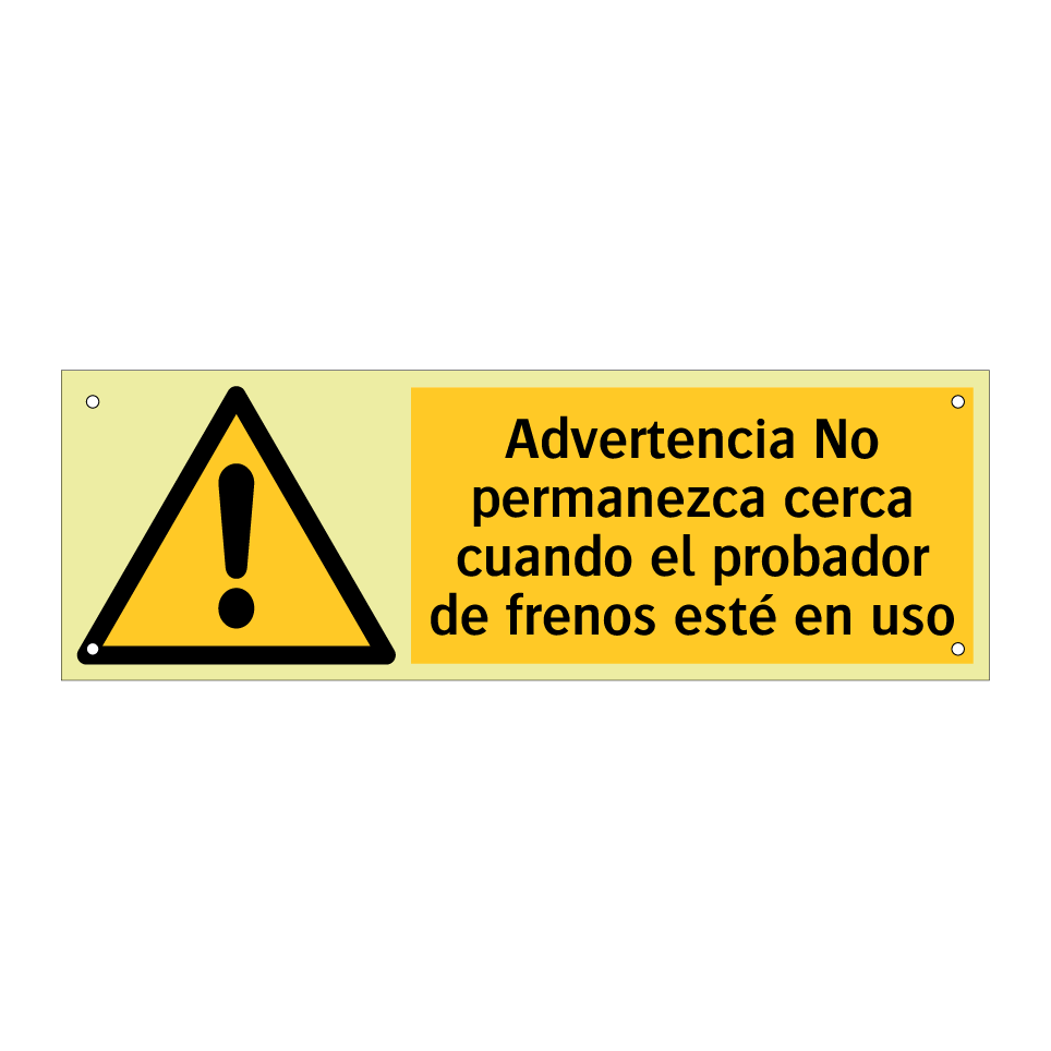 Advertencia No permanezca cerca cuando el probador de frenos esté en uso